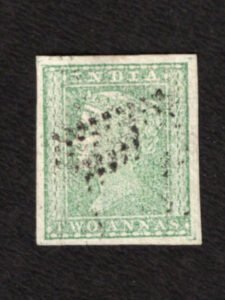 India 1854 Queen Victoria Green 2 Annas