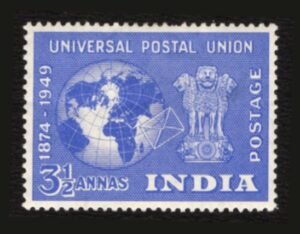 India 1949 75th Anniversary of UPU 3 and Half Annas