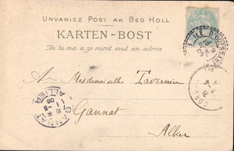 France 1905 Picture Postcard of a Young Girl from Ouessant Study of the Coiffen de Bretagne From Ouessant to Gannat