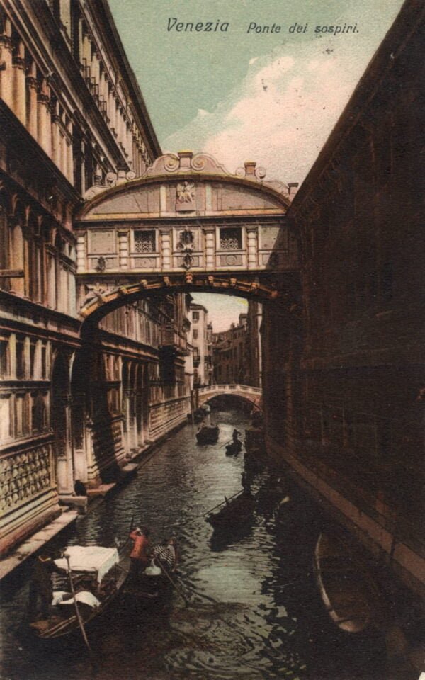 Italy 1908 Colour Picture Postcard On Bridge of Sighs From Venice To Monte-Carlo - Image 3